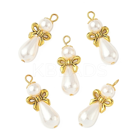 20Pcs Imitation Pearl Acrylic & Alloy Pendants PALLOY-JF03896-1