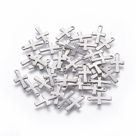 Tarnish Resistant 304 Stainless Steel Tiny Cross Charms STAS-L234-077P-1