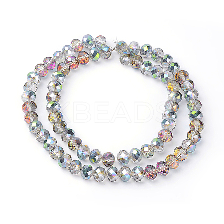 Electroplate Glass Faceted Rondelle Beads Strands X-EGLA-D020-10x8mm-15-1
