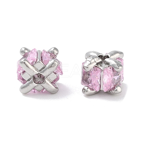 Brass Micro Pave Cubic Zirconia Beads KK-B102-31P-01-1