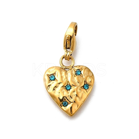 Heart 304 Stainless Steel Rhinestones Pendant Decorations STAS-R159-50G-01-1