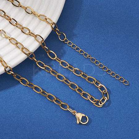 4MM 304 Stainless Steel Cable Chain Necklaces for Women NJEW-JN05597-1