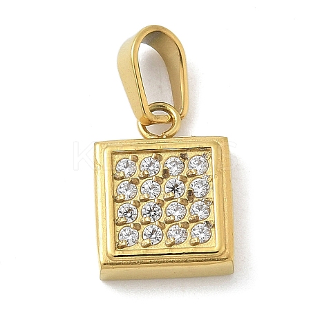 Ion Plating(IP) 304 Stainless Steel Micro Pave Cubic Zirconia Pendants STAS-Z107-02G-06-1