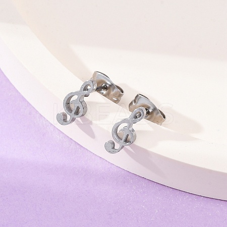 Tarnish Resistant 304 Stainless Steel Music Note Studs Earrings with 316 Stainless Steel Pins for Women MUSI-PW0001-23P-1