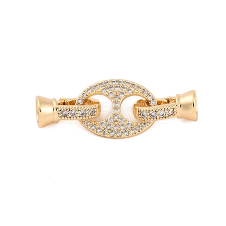 Brass Pave Clear Cubic Zirconia Fold Over Clasps KK-Z066-01G-1