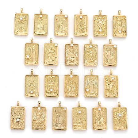 Brass Micro Pave Clear Cubic Zirconia Pendants ZIRC-Z004-01-1