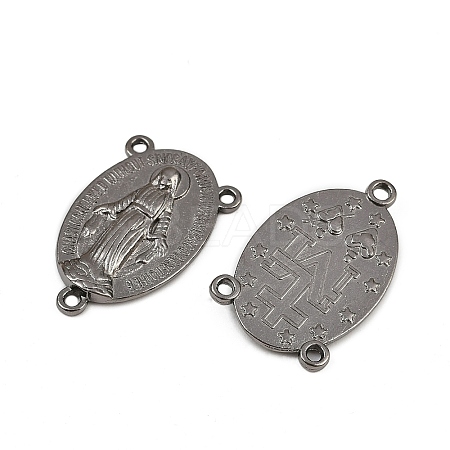 Holy Oval Carved Virgin Mary Tibetan Style Alloy Chandelier Component Links LS-TIBEP-LF0961YKG-B-LF-1