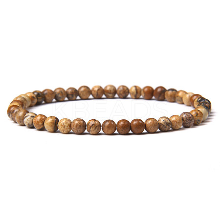 4mm Round Natural Picture Jasper Beads Bracelet for Men KG3069-8-1