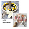 50Pcs 5 Styles Painted Natural Wood Beehive European Beads WOOD-FW0001-01-11