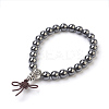 Non-Magnetic Synthetic Round Hematite Stretch Bracelets BJEW-JB03845-03-1