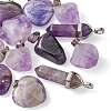 12Pcs 4 Styles Natural Amethyst Pendants G-FS0005-62-2