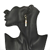 Glass Seed Braided Column with Flower Dangle Leverback Earrings EJEW-MZ00055-3