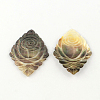 Carved Flower Pattern Rhombus Black Lip Shell Big Pendants SHEL-R009-21-1