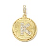 Brass Micro Pave Clear Cubic Zirconia Pendants KK-L253-17G-K-1
