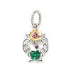 925 Sterling Silver Pave Green Cubic Zirconia Flower Pendants STER-G047-01B-1