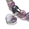 Natural Fluorite Beads Charm Bracelets BJEW-K164-B12-4