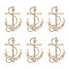 6Pcs Anchor Alloy Rhinestone Lapel Pins for Backpack Clothes JEWB-FH0002-73KCG-1
