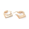 Rack Plating Square Brass Clear Cubic Zirconia Hoop Earrings EJEW-S241-11G-2