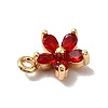 Brass Cubic Zirconia Flower Charms LS-KK-O141-01G-07-3