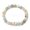 8.5mm Round Natural Flower Amazonite Beaded Stretch Bracelets BJEW-JB10466-01-1