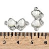 Brass Clear Cubic Zirconia Pave Natural Shell Bowknot Connector Charms KK-P283-06P-3
