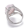 Adjustable Faceted Natural Rose Quartz Finger Rings RJEW-I068-B08-1-3