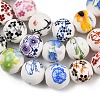 Mixed Styles Floral Printed Porcelain Beads Strands PORC-M004-01M-2