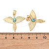Brass Micro Pave Cubic Zirconia with Synthetic Turquoise Pendants KK-G543-13G-02-3