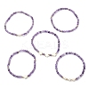 5Pcs 5 Style Natural Amethyst & Pearl & Shell Star Beaded Stretch Bracelets Set BJEW-JB09495-04-1