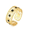 Hollow Out 304 Stainless Steel Enamel Cuff Rings for Women LS-RJEW-G338-11G-4