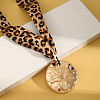 Cloth Leopard Print Scarf Necklaces with Alloy Pendant FS-WG91A7A-07-1