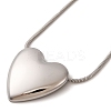 Non-Tarnish 304 Stainless Steel Heart Pendant Round Snake Chain Necklaces for Women NJEW-G142-04P-1
