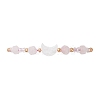 Natural Rose Quartz & Freshwater Shell Moon Charm Bracelets BJEW-MZ00303-03-2