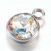304 Stainless Steel Glass Rhinestone Charms STAS-G082-10-2