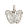 Brass Micro Pave Clear Cubic Zirconia Pendants KK-B099-01P-W-1