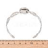 304 Stainless Steel Coffee Bean Chain Cuff Bracelet Blanks with Flat Round Bezel Settings SA-CBA4160-02B-P-3
