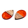Transparent Resin & Walnut Wood Pendants RESI-N039-25G-2