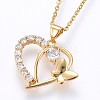 Brass Micro Pave Cubic Zirconia Pendant Necklaces NJEW-H486-23G-1