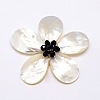 Natural White Shell Mother of Pearl Shell Flower Big Pendants X-SSHEL-J032MS-08-1