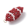 Handmade Glass Seed Beaded Rugby Pendants PALLOY-MZ00503-4
