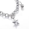 Tarnish Resistant 304 Stainless Steel Charm Bracelets BJEW-G544-28P-2