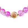 Round Glass Beaded Stretch Bracelet with Gold Plated Brass Ring for Women BJEW-N018-02E-2