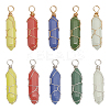 CHGCRAFT 10Pcs 10 Colors Synthetic Luminous Stone Double Terminal Pointed Dyed Pendants G-CA0001-71-1