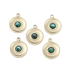 Synthetic Malachite Flat Round Charms STAS-L022-415G-02-1
