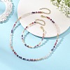 Natural Amethyst & Tourmaline & Sunstone & Rose Quartz Round Beaded Necklaces and Bracelet Set SJEW-JS01383-1