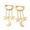Ion Plating(IP) 304 Stainless Steel Star & Moon Dangle Hoop Earrings EJEW-E286-11G-1
