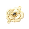 Brass Pave Glass Connector Charms KK-Z073-32G-02-2