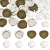 32Pcs 3 Styles Tibetan Style Alloy Pendant Cabochon Settings with Transparent Glass Cabochons FIND-TA0004-79-2