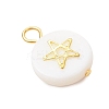 3Pcs 3 Styles Natural Freshwater Shell Flat Round Charms PALLOY-JF04018-02-4