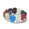 Handmade Millefiori Lampwork Beaded Stretch Bracelets for Men Women BJEW-G738-01B-15-4